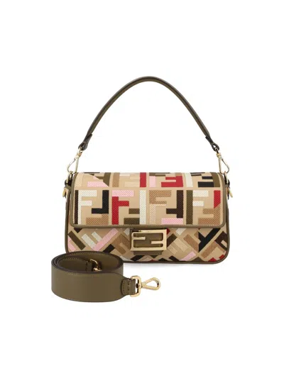 Fendi Ff Embroidered Baguette Bag In Multi