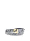 Fendi Women Ff Embroidered Denim Belt In Blue