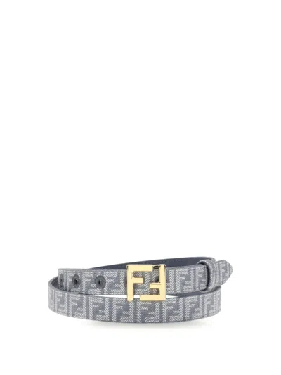 Fendi Ff Embroidered Denim Belt