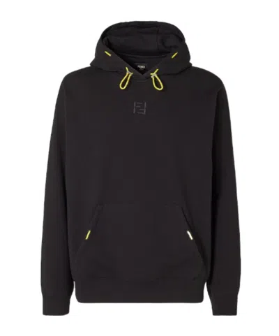 Fendi Long-sleeved Hooded Sweatshirt In Black