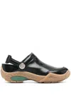 Fendi Ff-embroidered Leather Clogs In Black