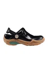 Fendi Ff-embroidered Leather Clogs In Black