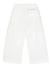 Fendi Ff-embroidered Poplin Wide Trousers In White