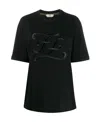 Fendi Ff Embroidered Side Split T-shirt In Black