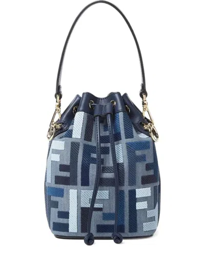 Fendi Ff Embroidery Mon Tresor Canvas Bucket Bags