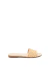 Fendi Mesh Slides With Raffia Ff Embroidery In Beige