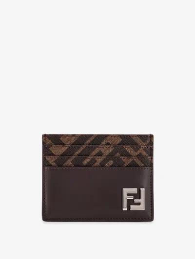 Fendi Ff Fabric And Leather Card Holder