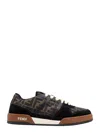 Fendi Match Low-top Ff Jacquard Fabric And Suede Sneakers In Brown