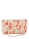 Fendi Ff Fabric Baguette Pouch With Chain In Multi