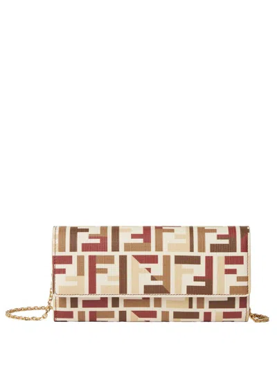 FENDI FF FABRIC CONTINENTAL WITH CHAIN POUCH