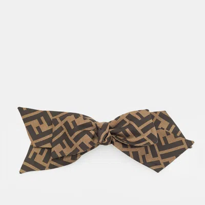 Pre-owned Fendi Ff Fabric Gold Tone Hair Clip
