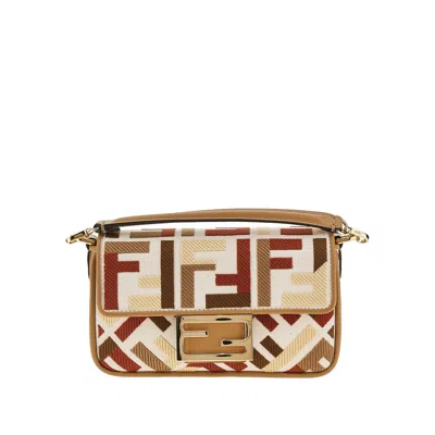 Fendi Ff Fabric Mini 'baguette' Bag In Sand