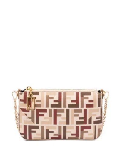 Fendi Ff Fabric Uette Pouch With Chain Bags In Multi