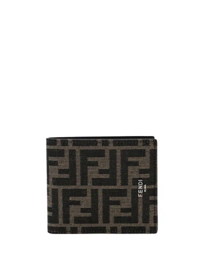 Fendi Ff Fabric Wallet In Black