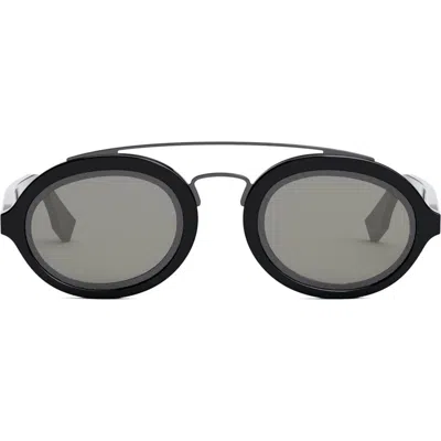 Fendi Ff  Around 52mm Oval Sunglasses In Black