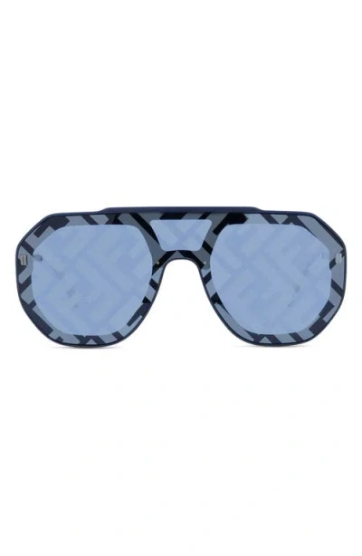 Fendi Ff  Evolution Mask Sunglasses In Matte Dark Ruth/blu Mirror