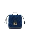 Fendi Ff Flocked Denim Backpack In Blue