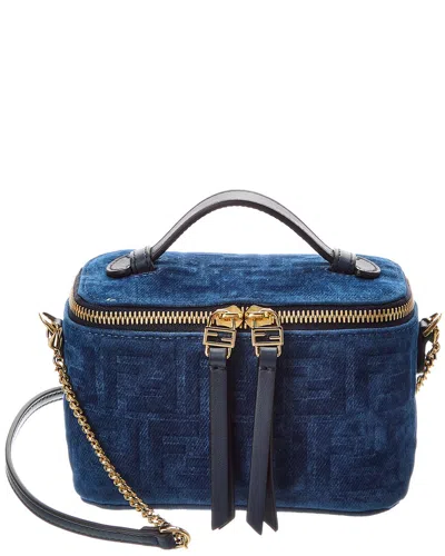 Fendi Ff Flocked Denim Vanity Case In Blue