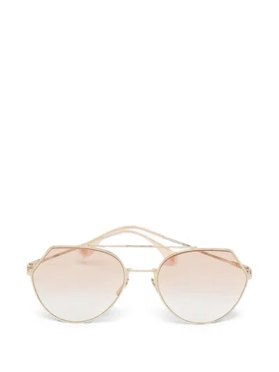 Pre-owned Fendi Ff Geometric-frame Sunglasses In Gold