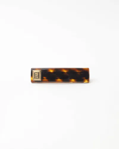 Fendi Ff Hair Barrette In Brown