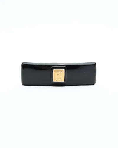 Fendi Ff Hair Barrette In Black