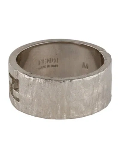 Pre-owned Fendi Ff Hammered Band Ring In Multi