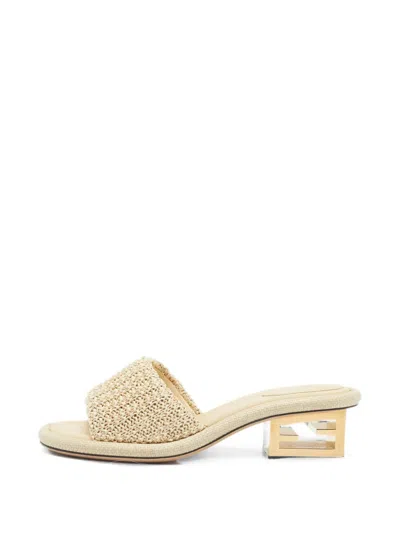 Pre-owned Fendi Ff Heeled Sandals In Neutral