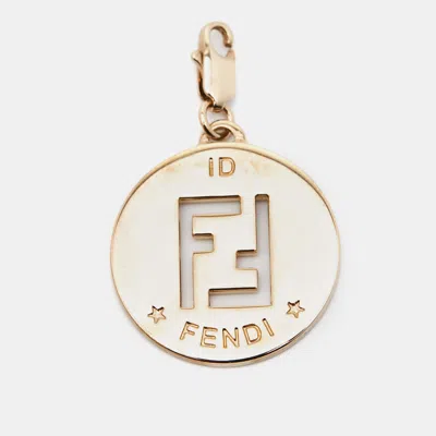 Pre-owned Fendi Ff Identification Gold Tone Charm