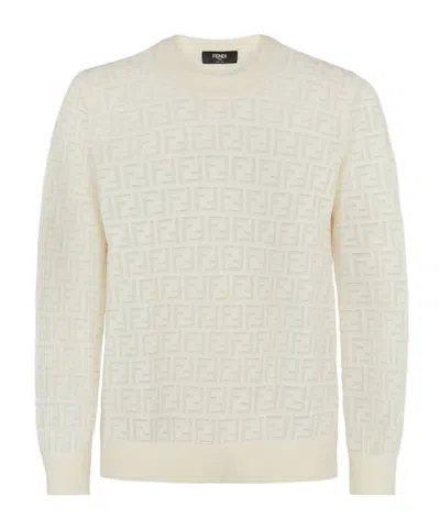 Fendi Ff Inlaid Sweater In White