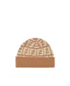Fendi Ff Intarsia-knit Beanie In Nude