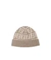 Fendi Ff Intarsia-knit Beanie In Nude