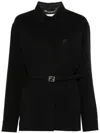 Fendi Belted Wool Shirt Jacket In Black  