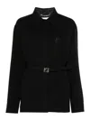 Fendi Belted Wool Shirt Jacket In Black
