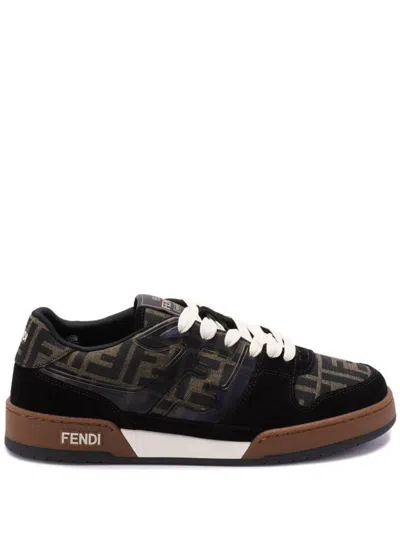 Fendi Ff Jacquard And Suede Match Sneakers Shoes