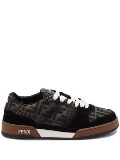 Fendi Match Ff Jacquard Low-top Sneakers In Brown