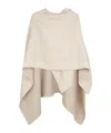 Fendi Ff Jacquard Asymmetric Poncho In Nude