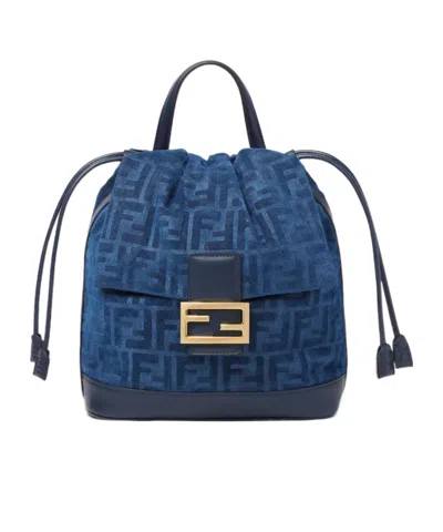 Fendi Ff Jacquard Backpack In Blue