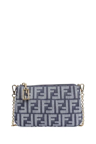 Fendi Ff Jacquard Baguette Pouch In Blue