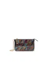 Fendi Multicolour Glazed Ff Fabric Baguette Pouch With Chain In Multi