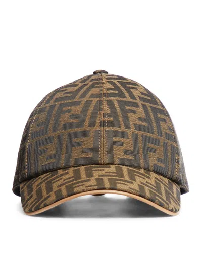 Fendi Ff Jacquard Baseball Cap In Brown