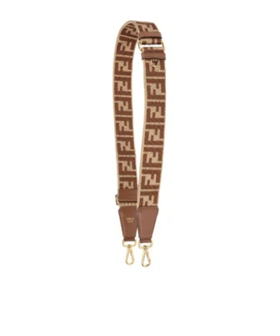 Fendi Ff Jacquard Belt In Brown