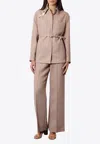 Fendi Ff Jacquard Belted Wool And Cashmere Jacket