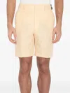 Fendi Pantaloni Corti In Jacquard Ff Di Lino Giallo In Neutrals