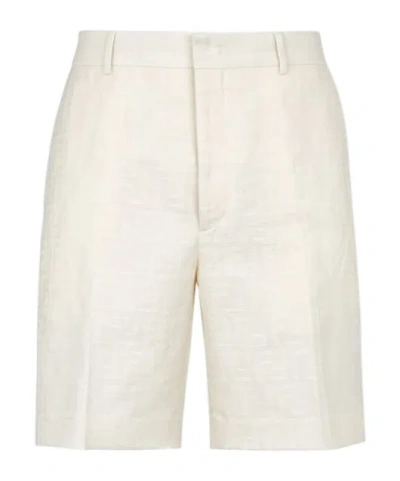 Fendi Ff Jacquard Bermuda Shorts In White