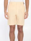 Fendi Pantaloni Corti In Jacquard Ff Di Lino Giallo In Yellow