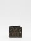 Fendi Ff Jacquard Bi-fold Wallet In Brown