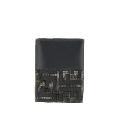 Fendi Ff Jacquard Bi-fold Card Holder In Brown