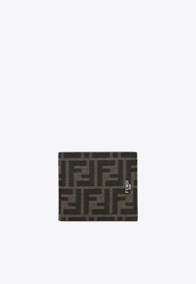 Fendi Ff Jacquard Bi-fold Wallet In Brown