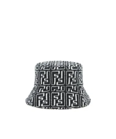 Fendi Ff-jacquard Bucket Hat In Black