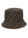 Fendi Brown Ff Jacquard Hat In Brown